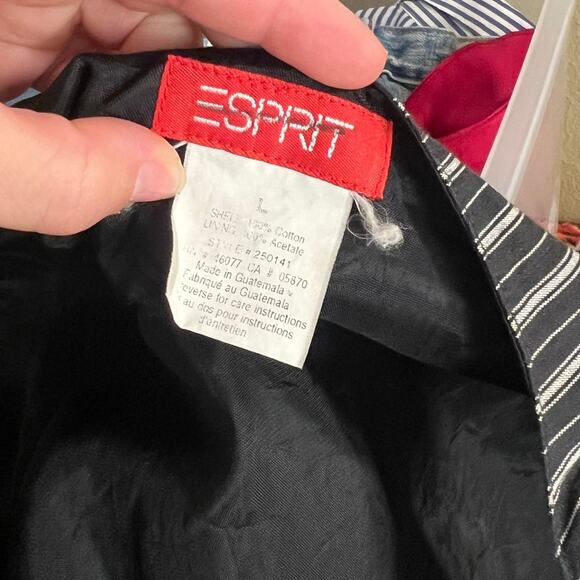 Vintage 90s Esprit Black Pinstripe Double Breasted Sleeveless Vest Size L - Picture 6 of 6